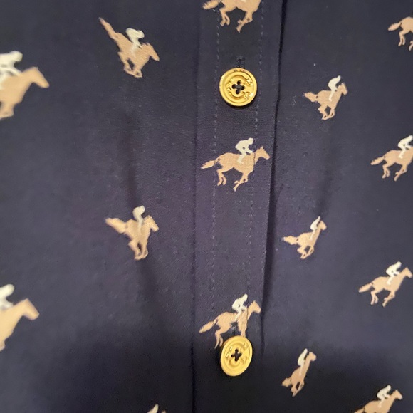 C Wonder Silk Navy Equestrian Button Down Shirt Xsmall - Picture 5 of 9